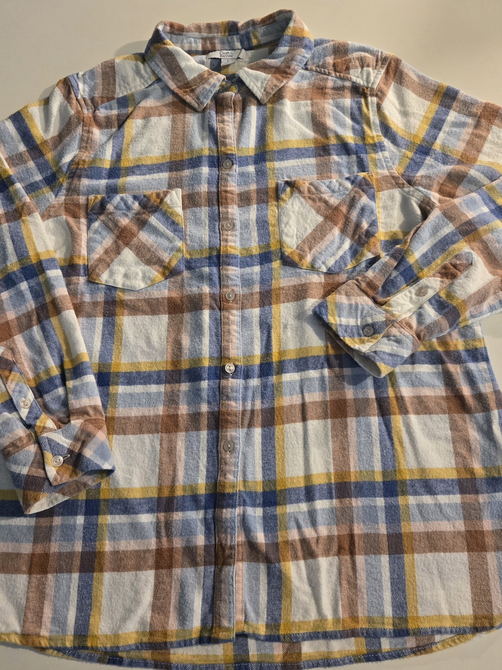 croft & barrow Plaid Button-Down Shirt in White, Blue & Brown